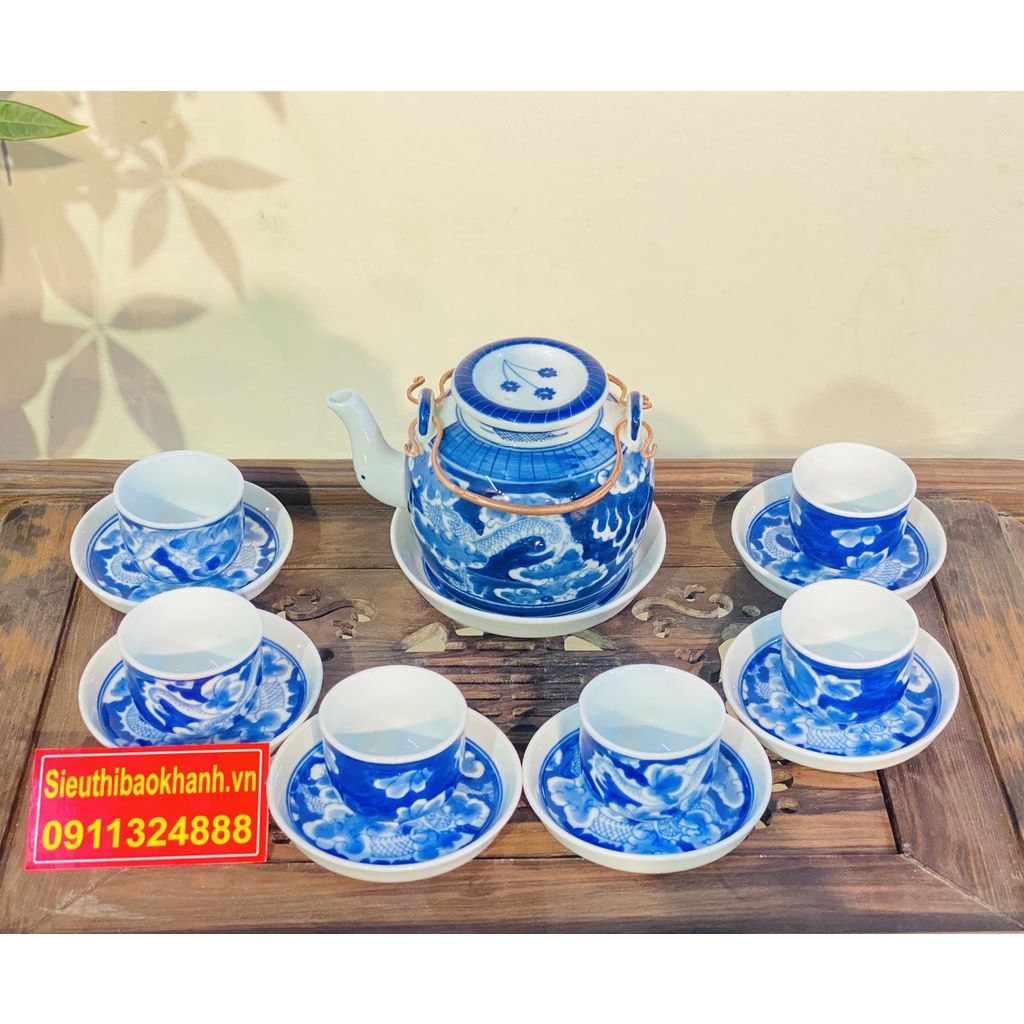 Bộ ấm trà,ấm chén Bát Tràng đẹp,chính hãng 350ml