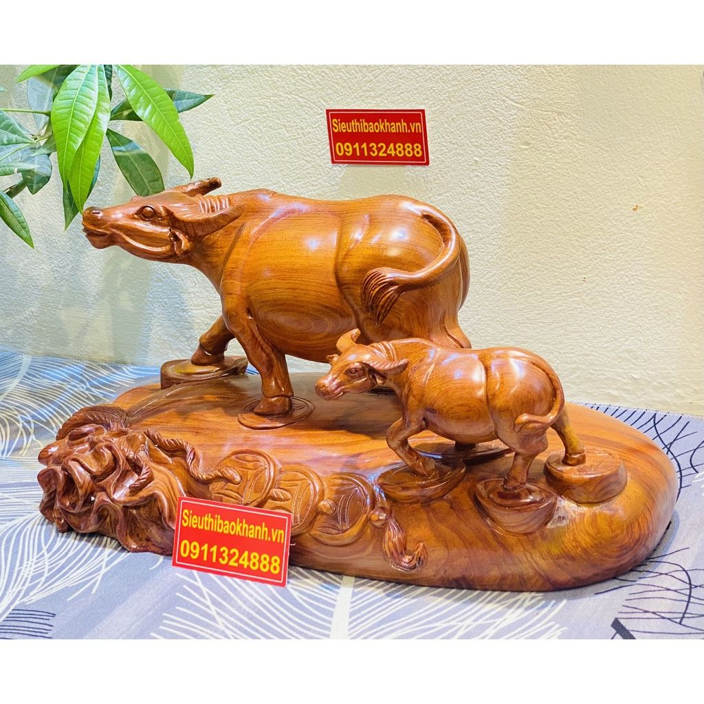  [VẬT PHẨM PHONG THỦY]-Trâu gỗ hương 35cm-mỹ nghệ bảo khánh 