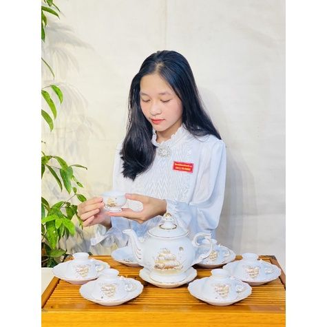 Bộ ấm chén thuận buồm xuôi gió vẽ vàng - Siêu thị Bảo Khánh