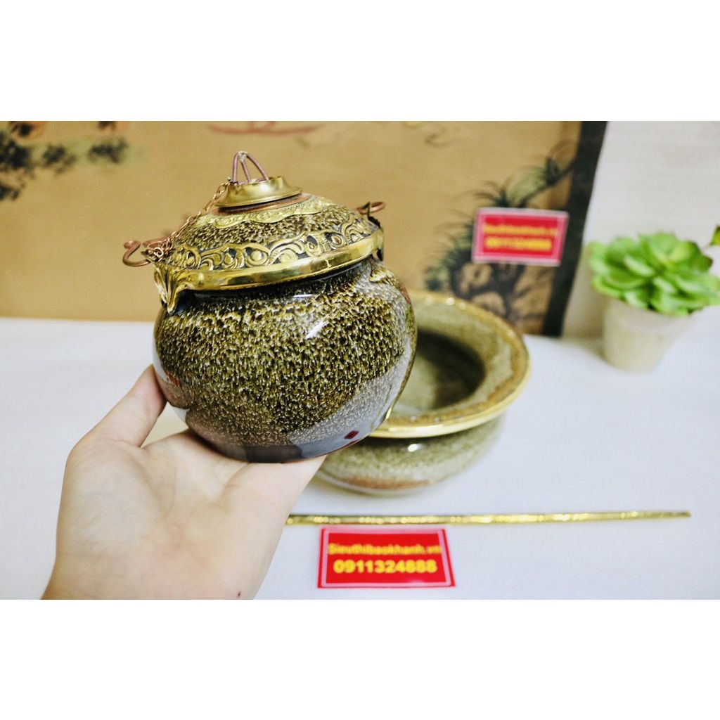 Điếu Bát men hỏa biến Bát Tràng chính hãng