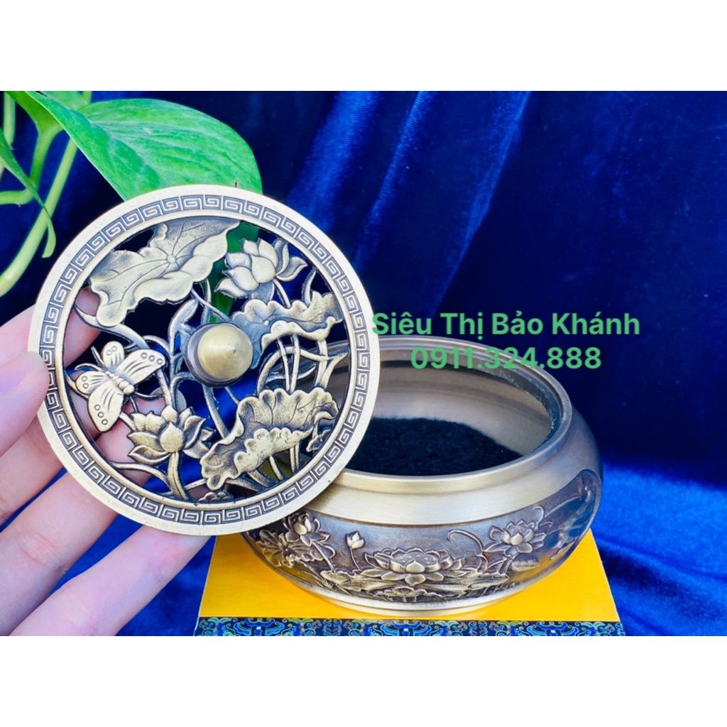 Xông Trầm,dụng cụ đốt Trầm chất liệu đồng vàng cao cấp 8cm