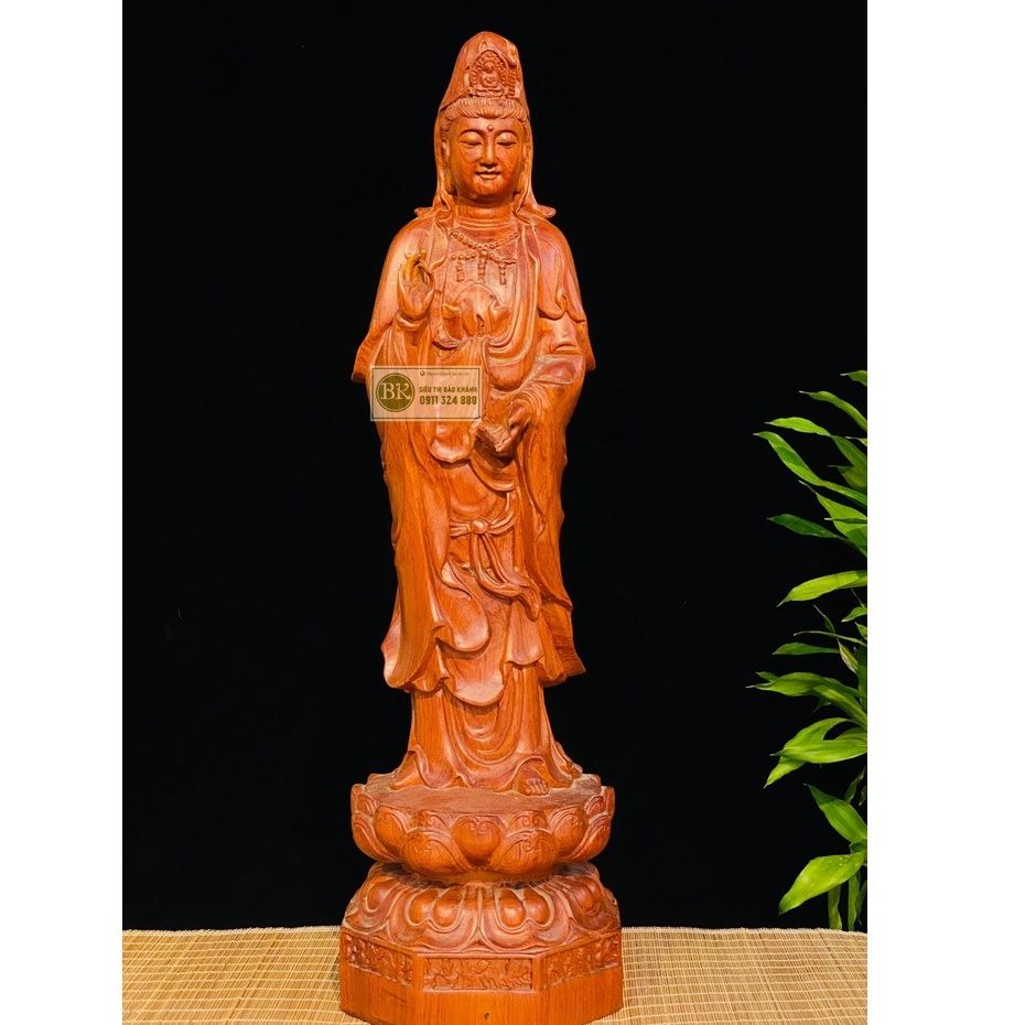 Tượng Phật Bà Quan Thế Âm Bồ Tát gỗ hương 50cm