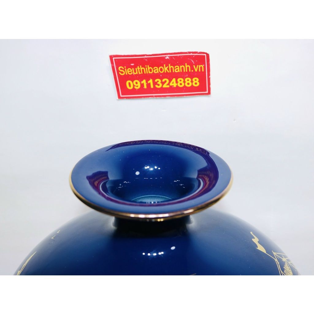 Bình hút lộc Bát Tràng vẽ vàng họa tiết thuận buồm xuôi gió 30cm