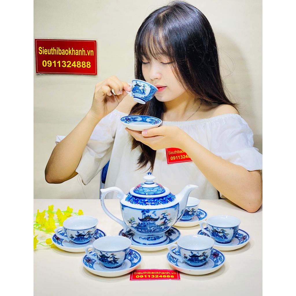 Bộ ấm chén men trắng xuất xứ Bát Tràng