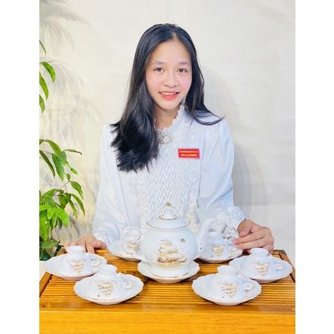 Bộ ấm chén thuận buồm xuôi gió vẽ vàng - Siêu thị Bảo Khánh