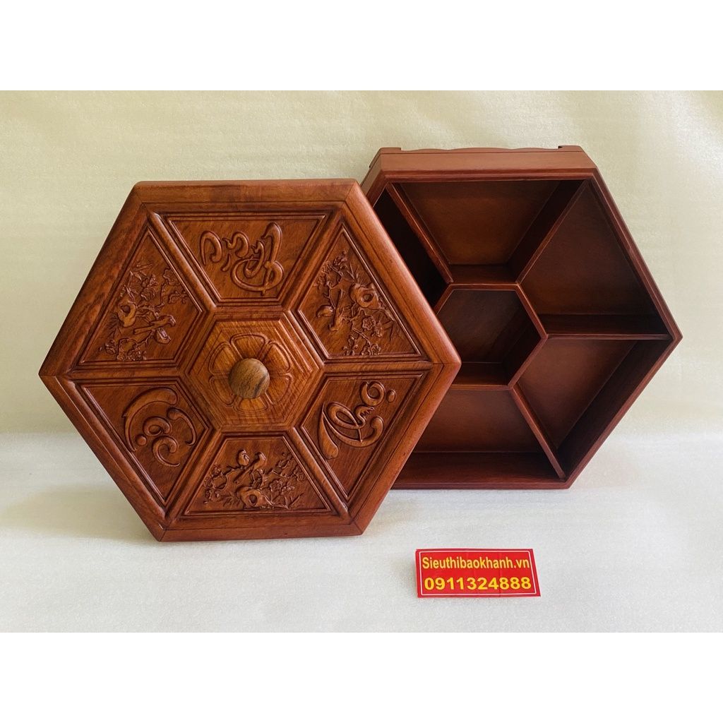 Khay đựng bánh kẹo tết bằng gỗ thiết kế cao cấp 31cm
