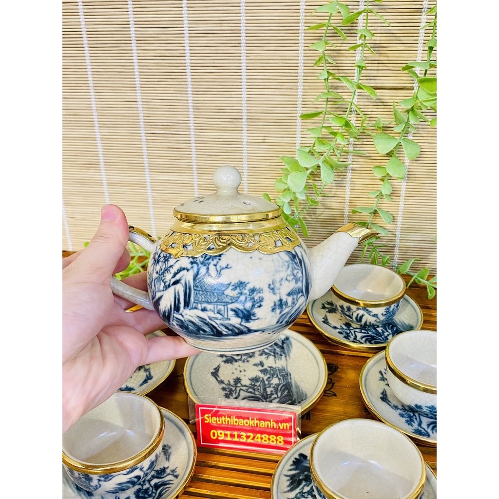 Bộ ấm chén bọc đồng