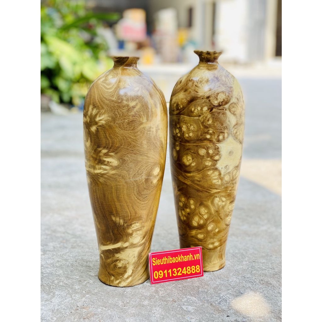  Cặp lục bình gỗ Nu Nghiến 30cm-Mỹ Nghệ Bảo Khánh 