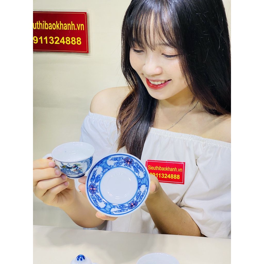 Bộ ấm chén men trắng xuất xứ Bát Tràng