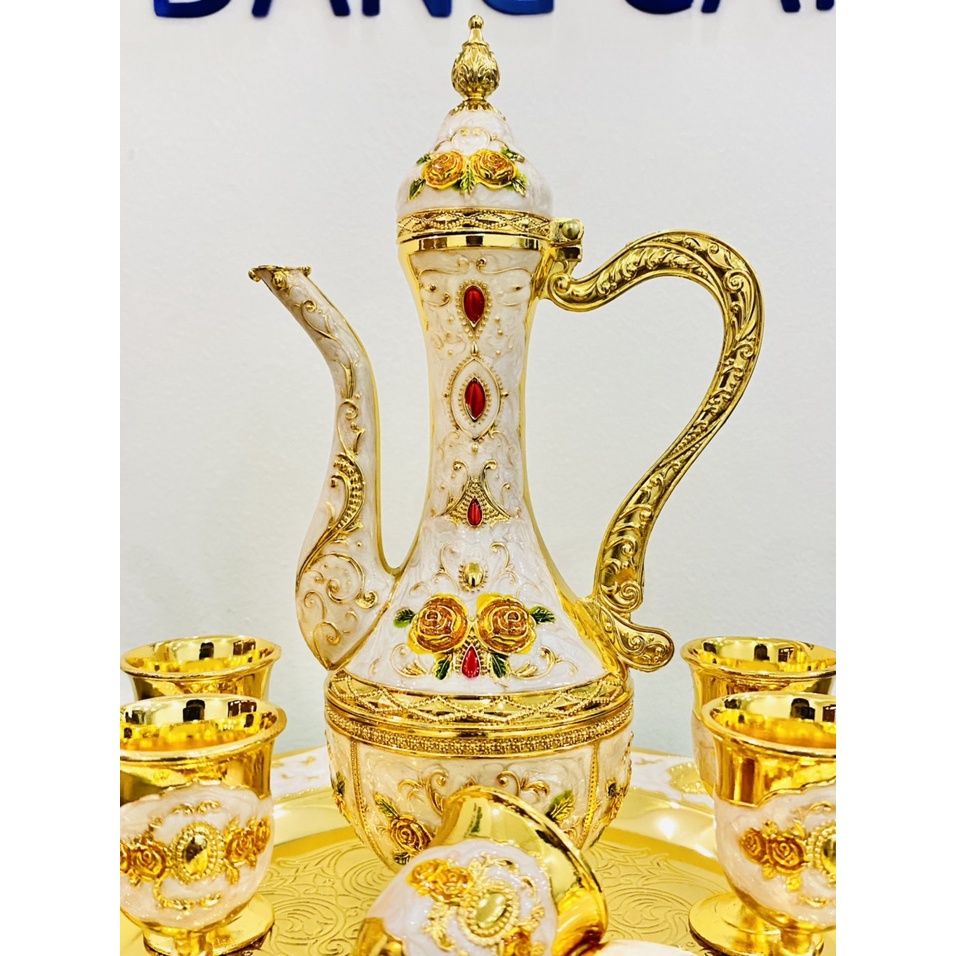 Bộ ấm chén hợp kim đồng dáng hoàng gia