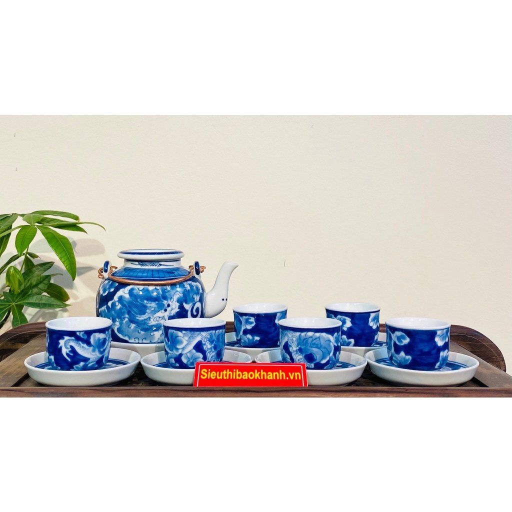 Bộ ấm trà,ấm chén Bát Tràng đẹp,chính hãng 350ml