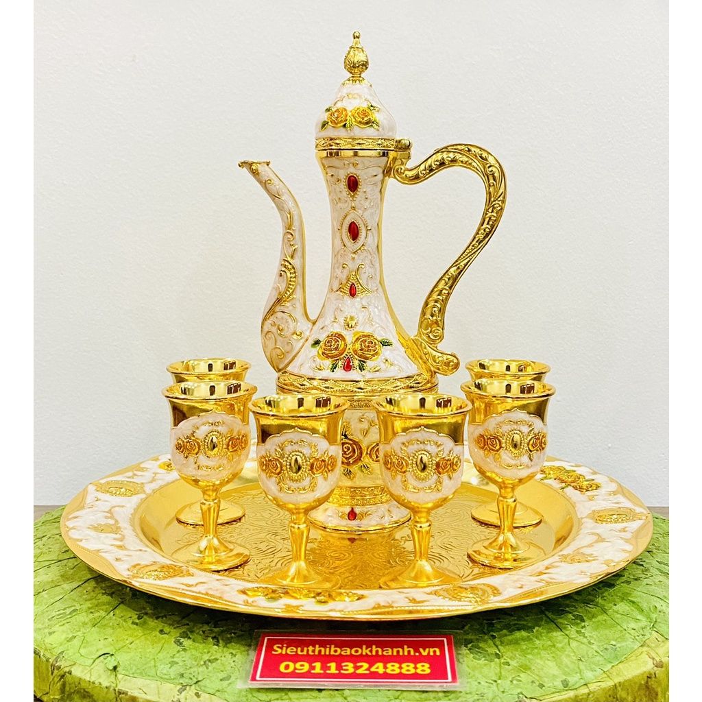Bộ ấm chén hợp kim đồng dáng hoàng gia