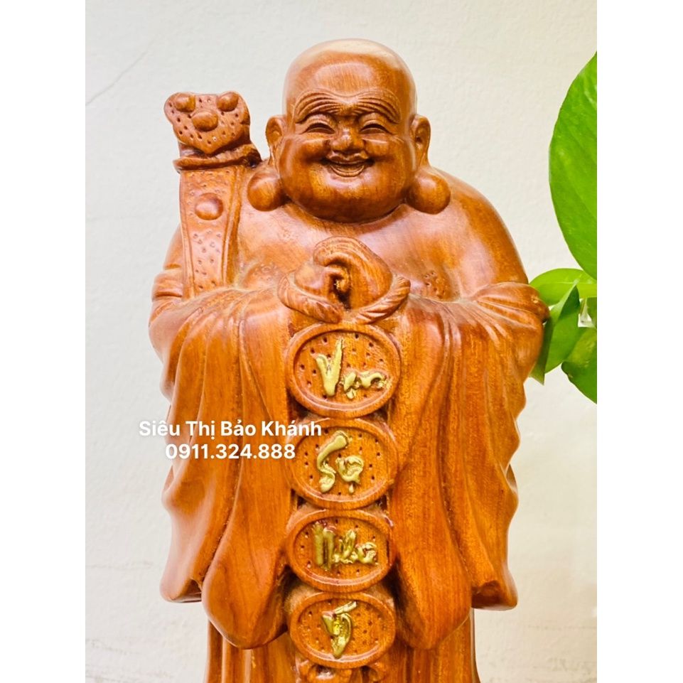Di Lặc chúc phúc Đế Phú Quý Phát Tài gỗ hương