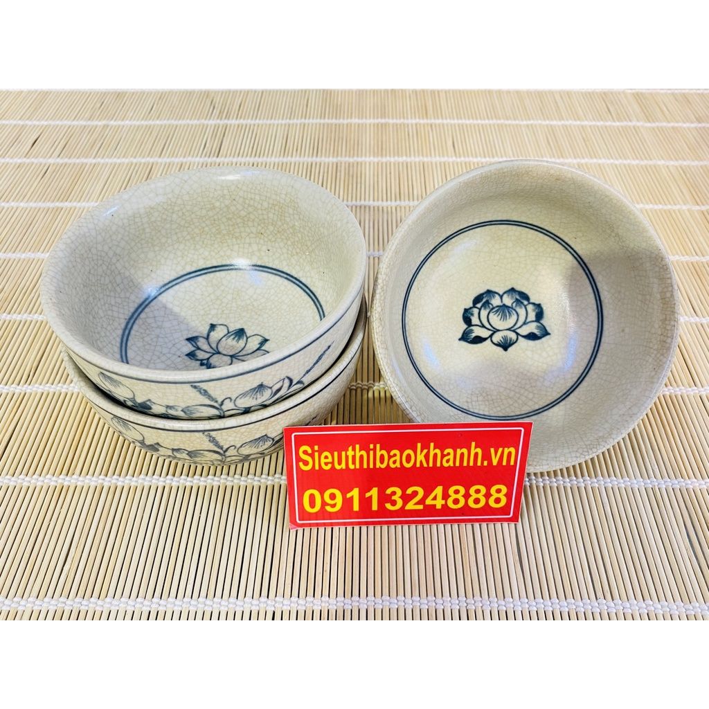 Bộ bát hoa sen men rạn xuất xứ Bát Tràng