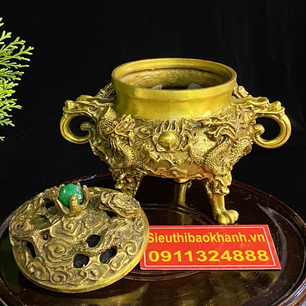 Xông trầm hương đồng quà tặng,đồ trang trí cao cấp 15cm -mỹ nghệ bảo khánh