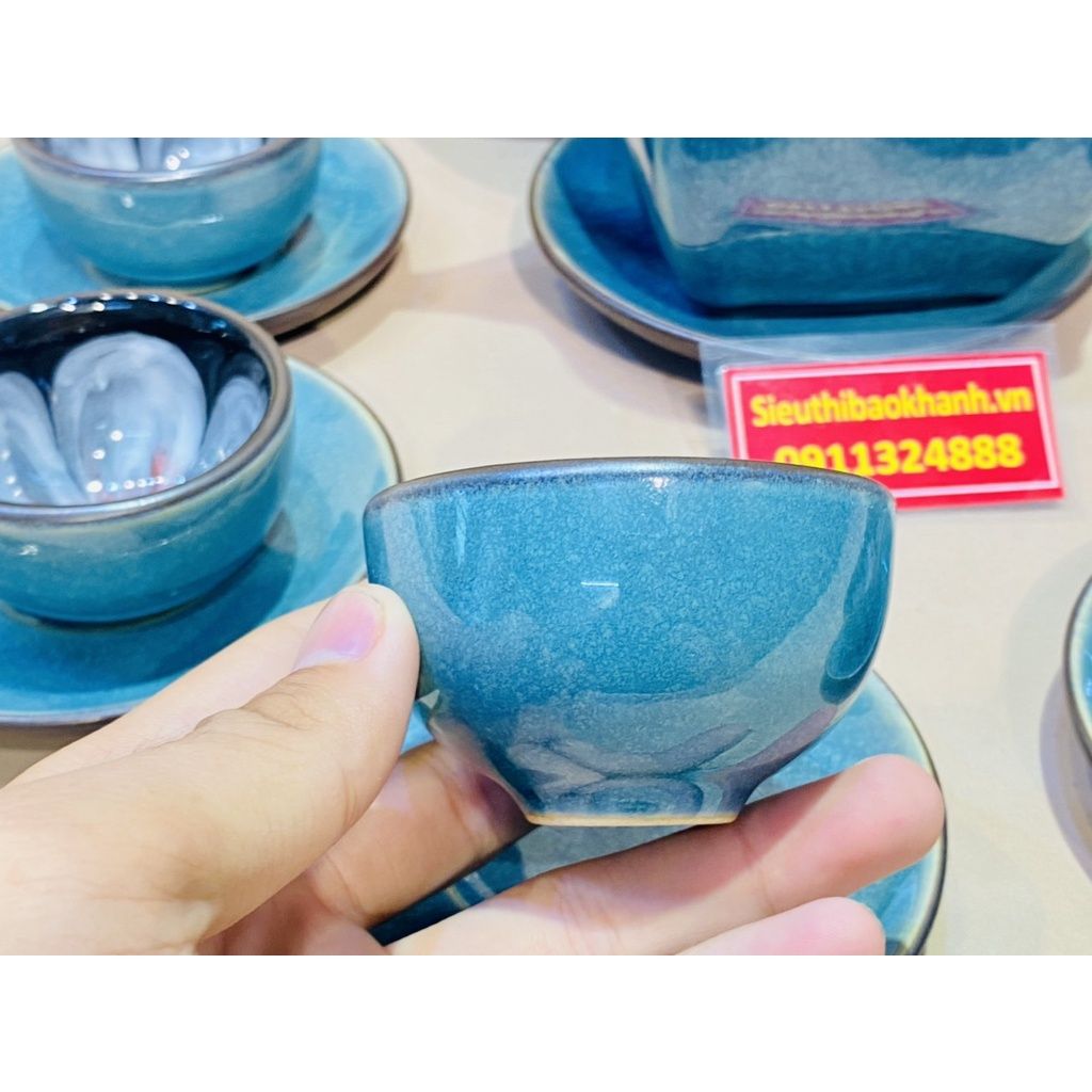 Bộ ấm chén Pha Trà đẹp men Hỏa Biến cao cấp chính hãng Bát Tràng 350ml