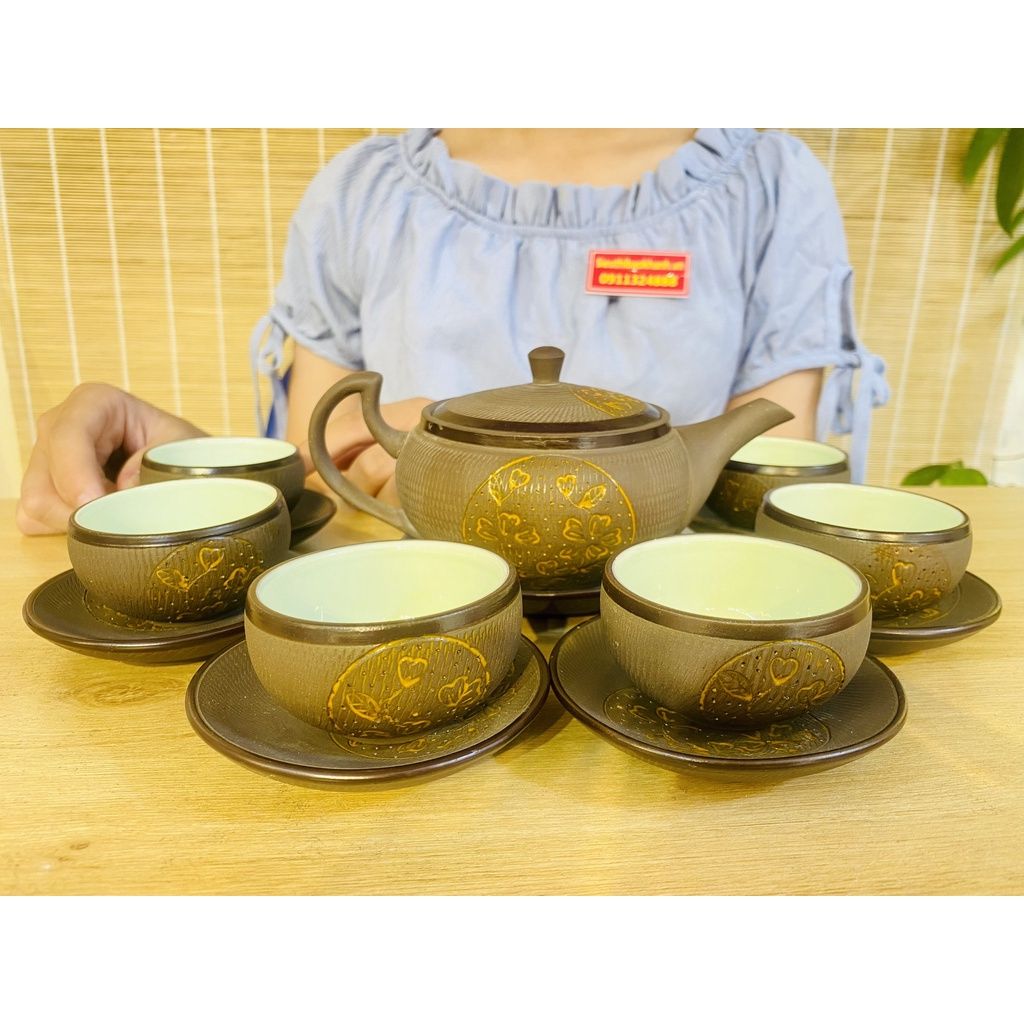 Bộ ấm pha trà hoa sen