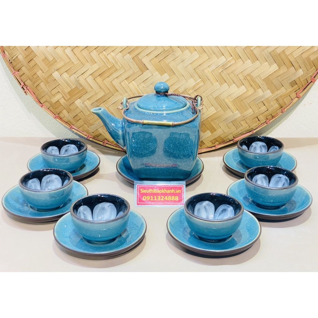 Bộ ấm chén Pha Trà đẹp men Hỏa Biến cao cấp chính hãng Bát Tràng 350ml