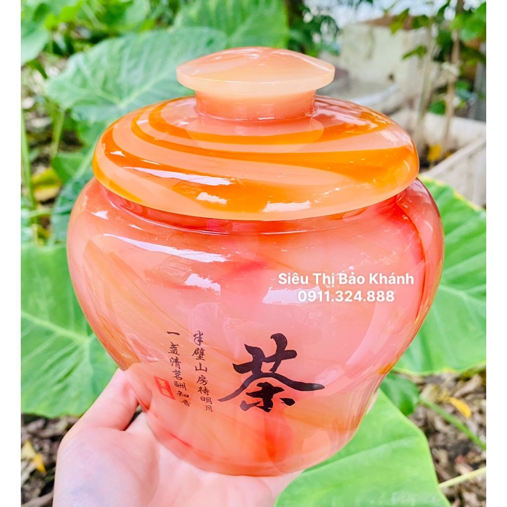 Hũ đựng chè đá ngọc màu đỏ