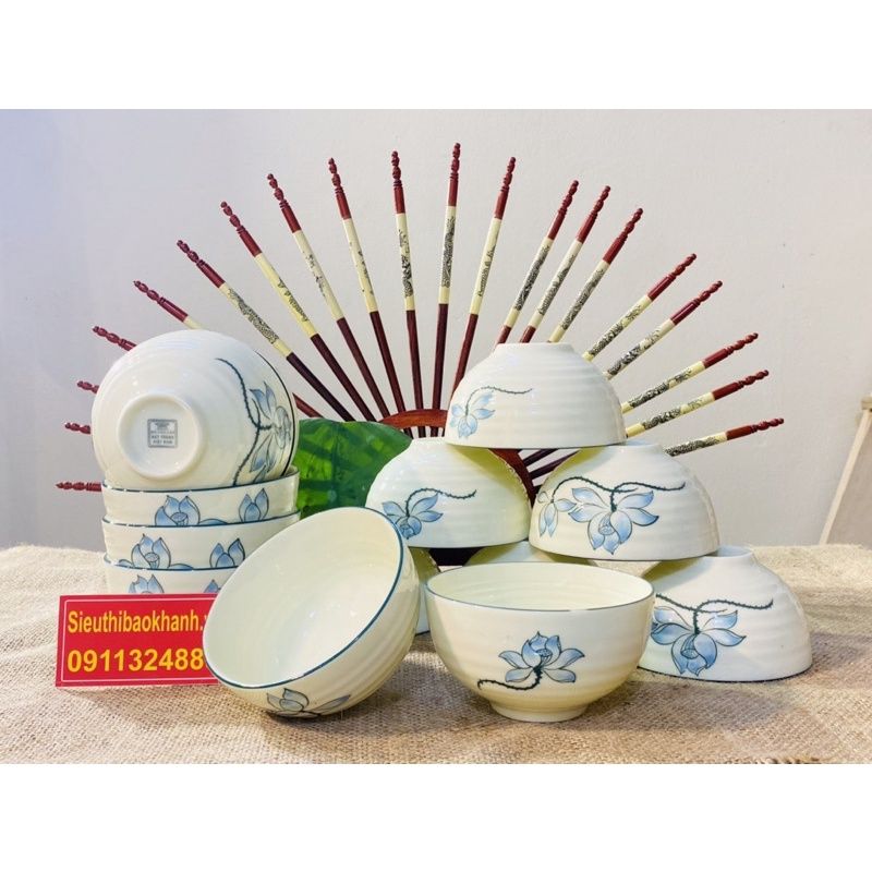 Bộ bát ăn cơm dưỡng sinh hoa sen