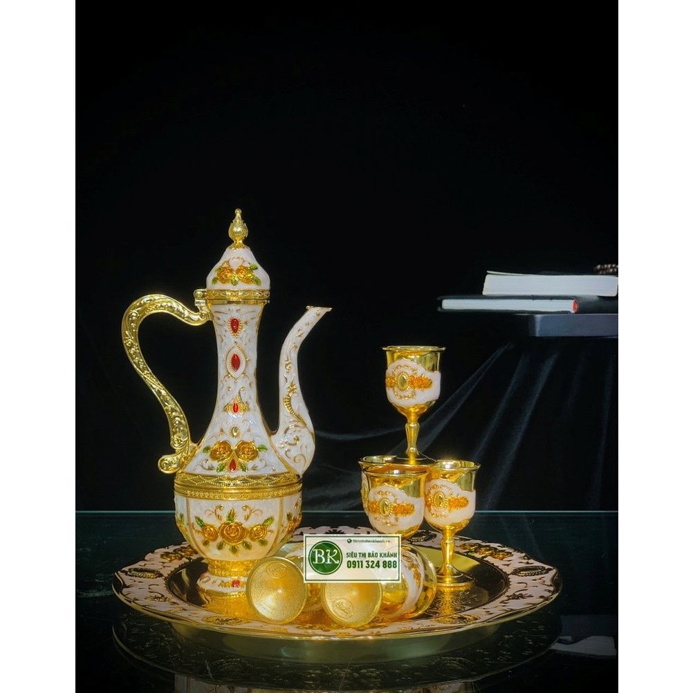 Bộ ấm chén hợp kim Đồng dáng hoàng gia cao cấp 750ml