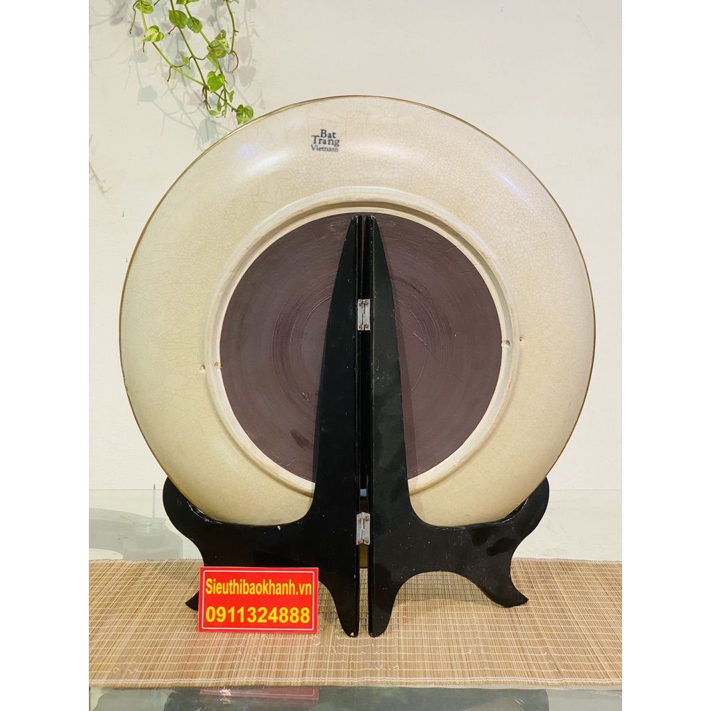 Đĩa Cảnh Men Rạn Bát Tràng Bọc Đồng - Đĩa Trang Trí 35cm