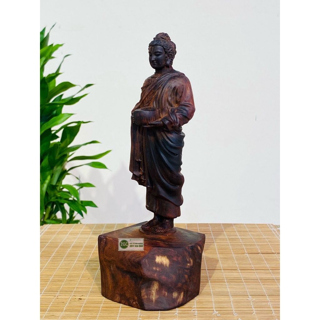 Tượng phật Thích Ca Mâu Ni gỗ trắc đỏ đen 17cm