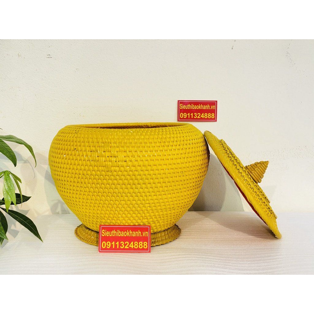 GIÀNH Ủ TÍCH NHỰA GIẢ MÂY TRE ĐAN 25CM-MỸ NGHỆ BẢO KHÁNH