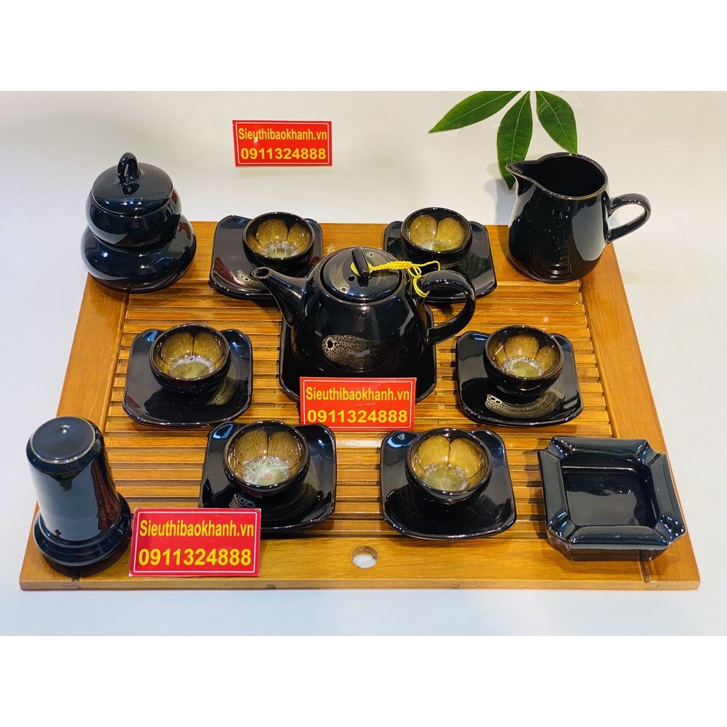 Bộ ấm chén Bát Tràng men hoả biến BKCE-002520VN-0010