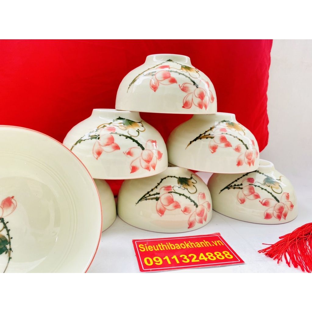 Bộ 10 bát ăn họa tiết hoa sen -Sieu Thi Bao Khanh