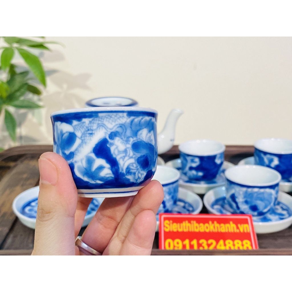 Bộ ấm trà,ấm chén Bát Tràng đẹp,chính hãng 350ml