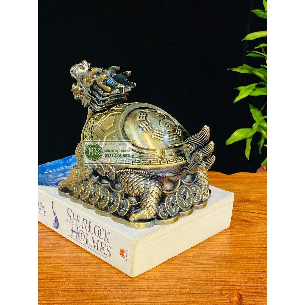 Gạt tàn đồng họa tiết cổ trạm trổ rồng loại 15cm