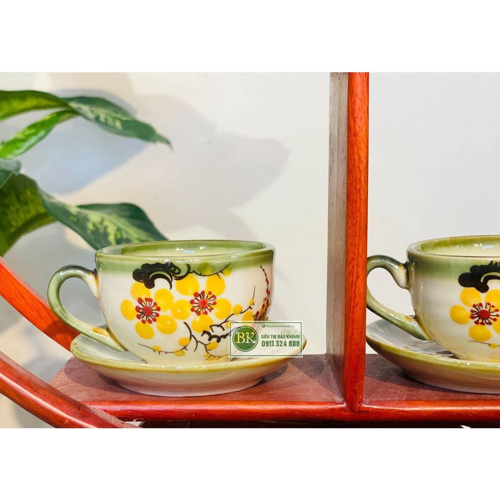 Bộ Ấm Chén,Ấm Trà Đẹp Bát Tràng Họa Tiết Lan Mai Cao Cấp 350ml