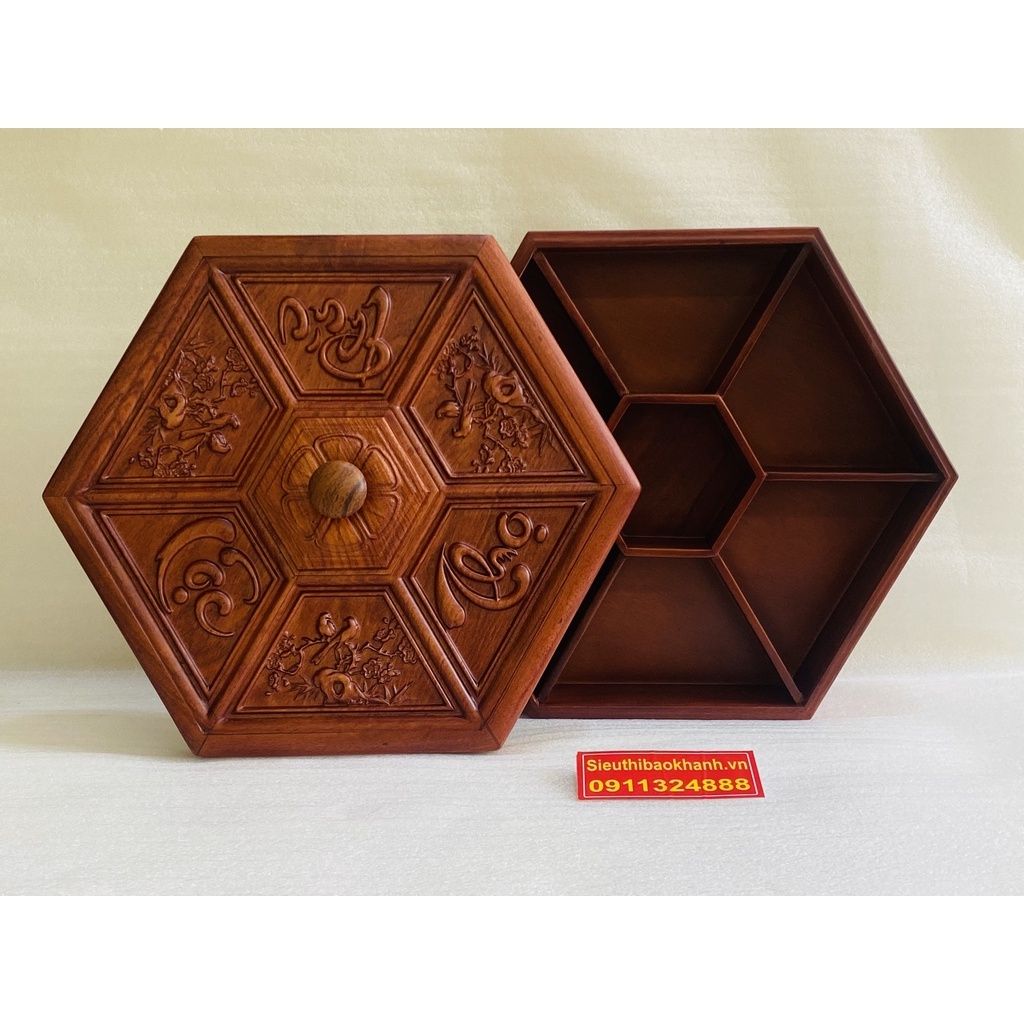 Khay đựng bánh kẹo tết bằng gỗ thiết kế cao cấp 31cm