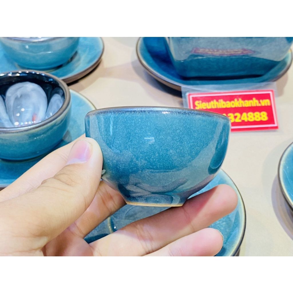 Bộ ấm chén Pha Trà đẹp men Hỏa Biến cao cấp chính hãng Bát Tràng 350ml