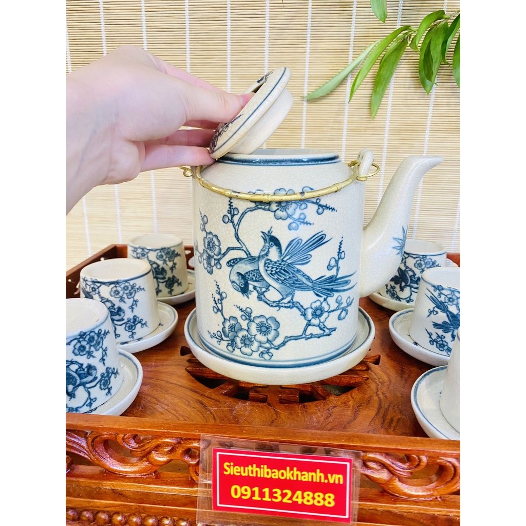 Bộ ấm chén men rạn Bát Tràng cao cấp BKCEVN-9154