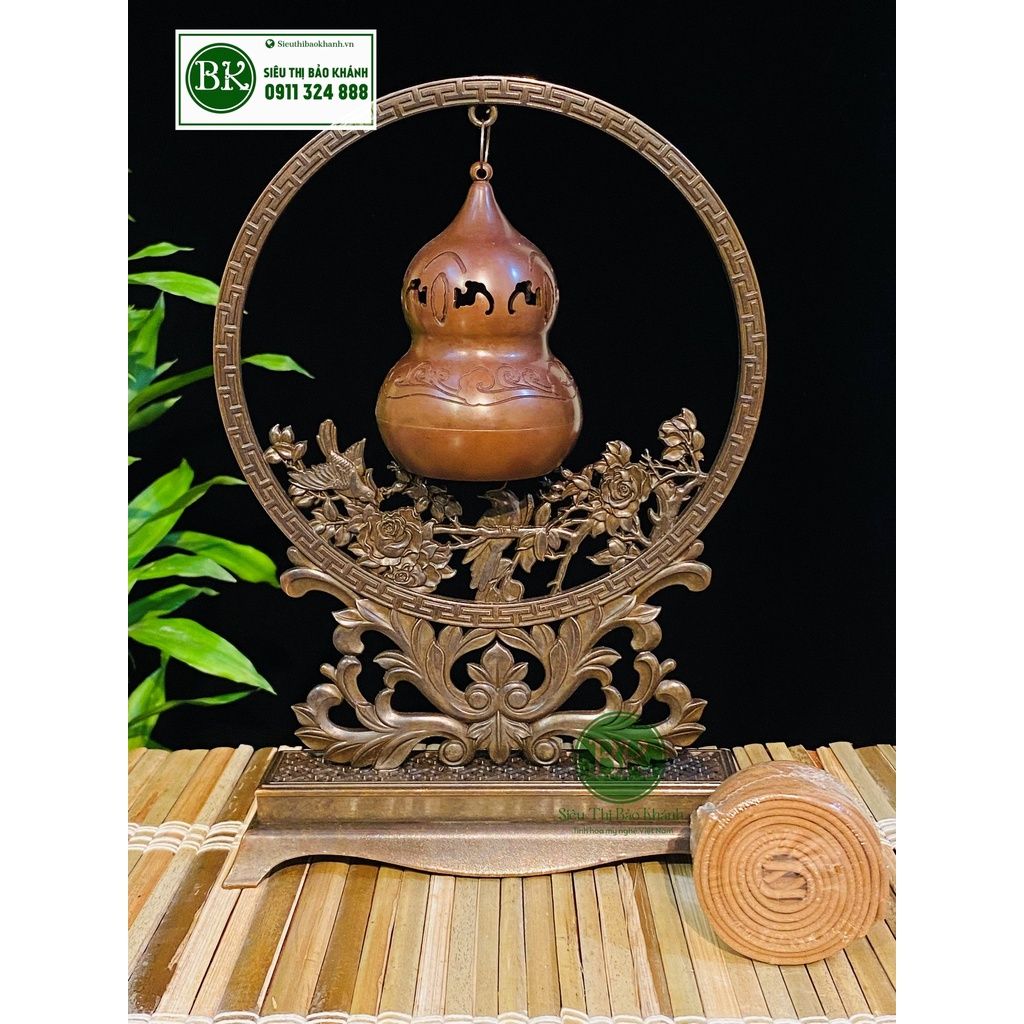 Xông trầm hương đồng quà tặng,đồ trang trí cao cấp 25cm