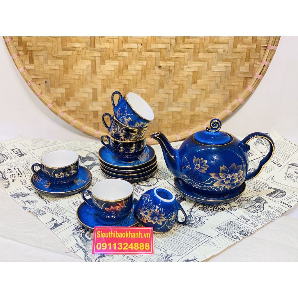 Bộ ấm chén,ấm trà Đẹp chính hãng Bát Tràng-Gốm sứ Bảo Khánh