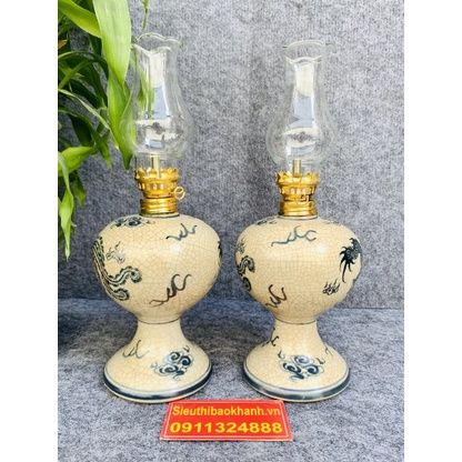 Cặp chân đèn gốm sứ hoa tiết phượng hoàng cao cấp - Siêu thị Bảo Khánh