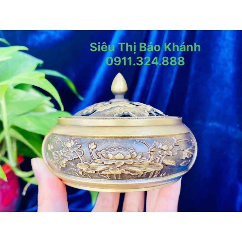 Xông Trầm,dụng cụ đốt Trầm chất liệu đồng vàng cao cấp 8cm