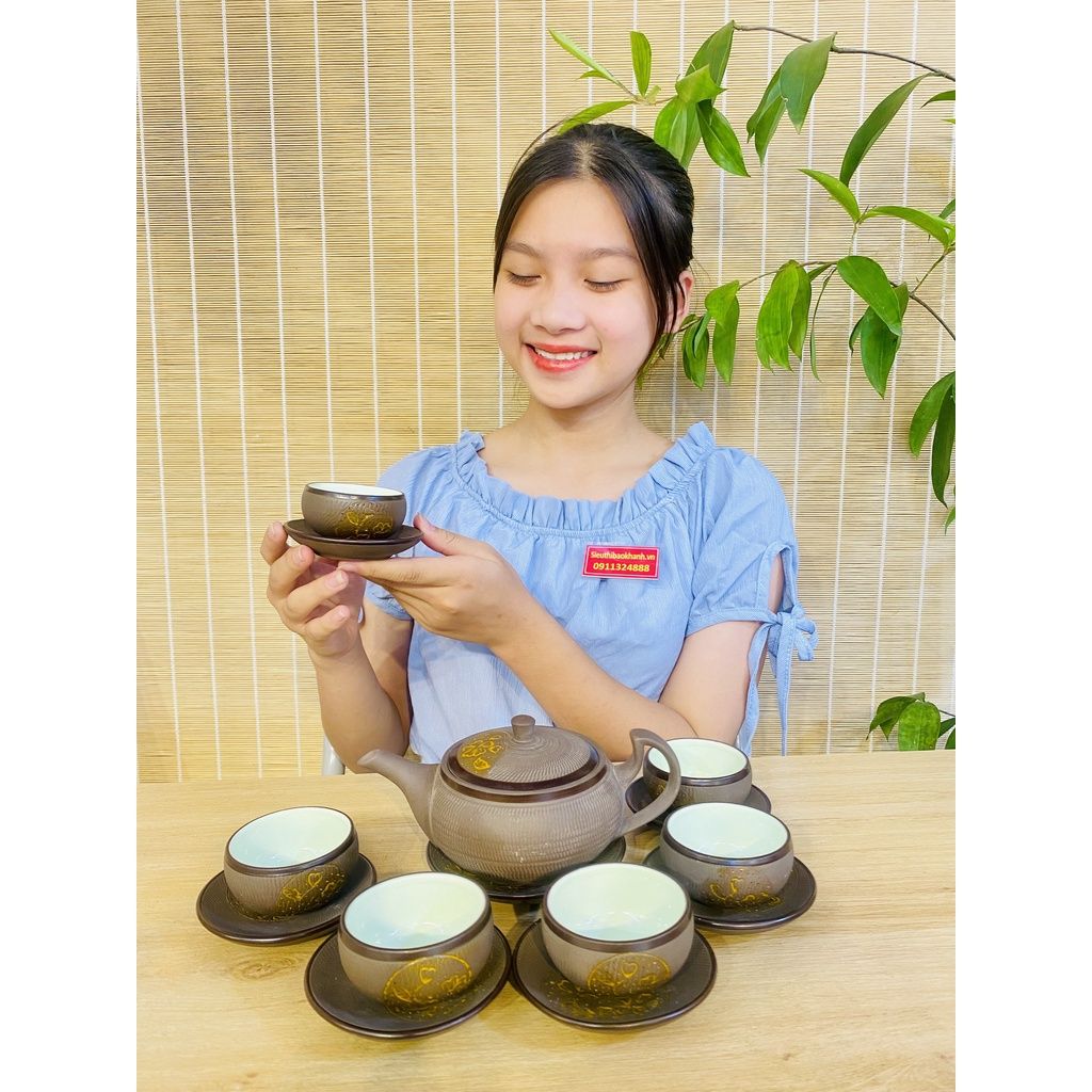 Bộ ấm pha trà hoa sen