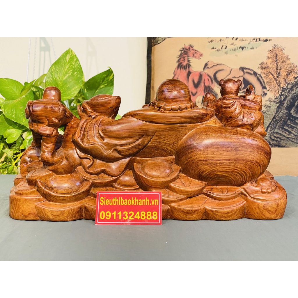 Tượng phật Di Lặc và đám trẻ nhỏ nô đùa chế tác từ gỗ hương cao cấp