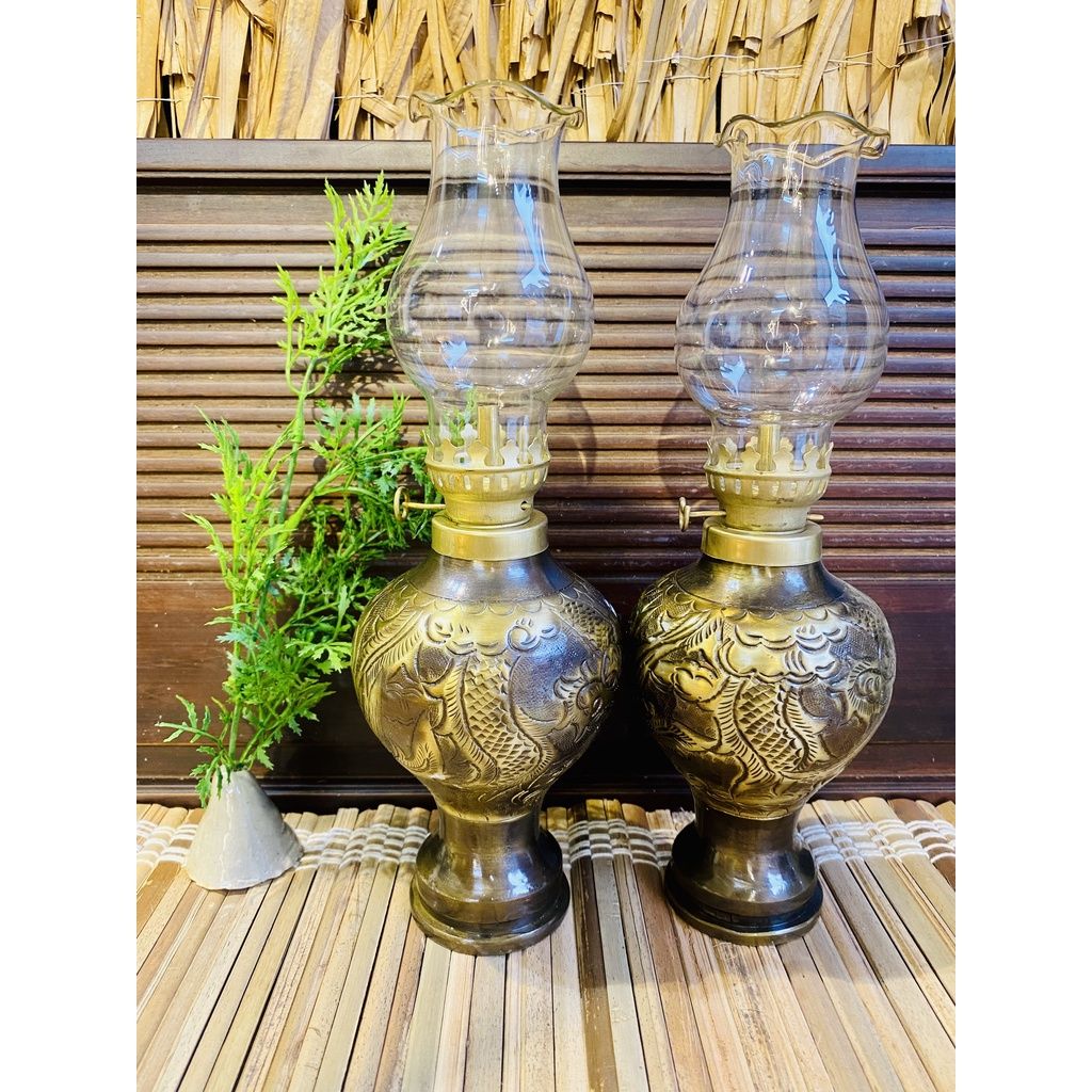 Cặp đèn thờ đồng nguyên chất
