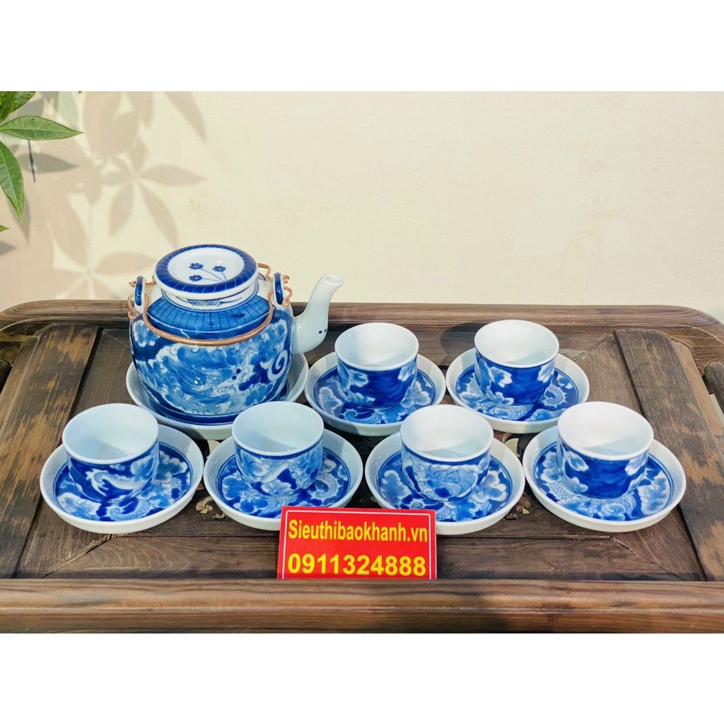 Bộ ấm trà,ấm chén Bát Tràng đẹp,chính hãng 350ml