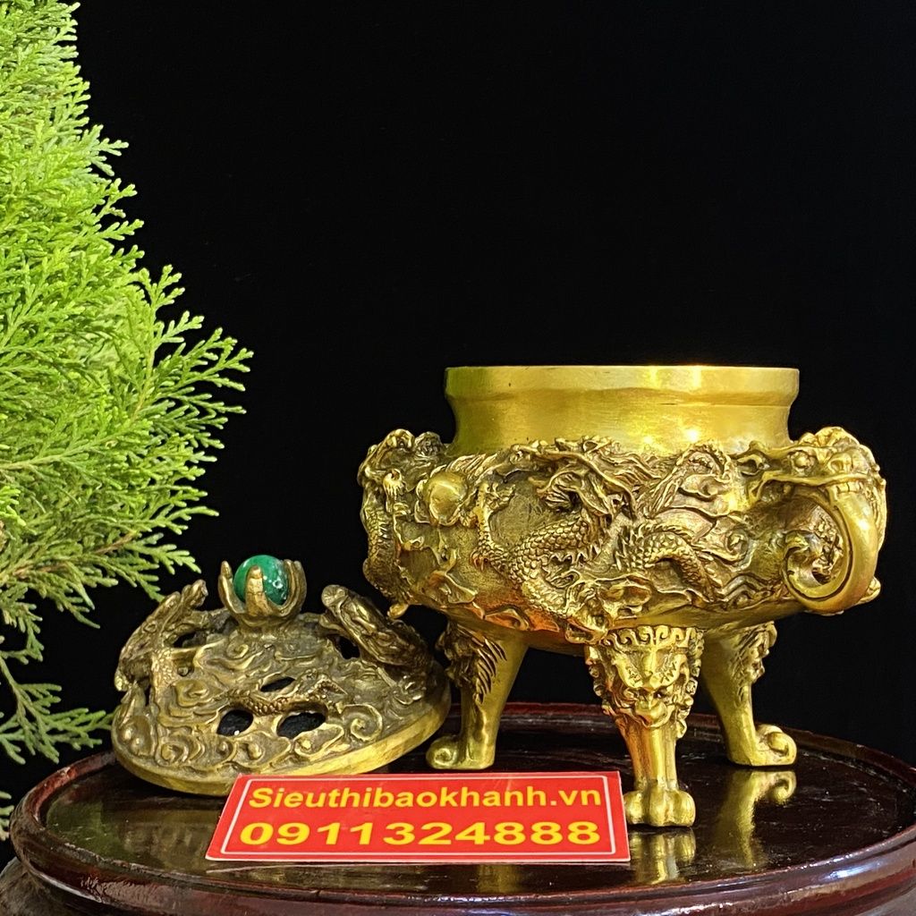 Xông trầm hương đồng quà tặng,đồ trang trí cao cấp 15cm -mỹ nghệ bảo khánh