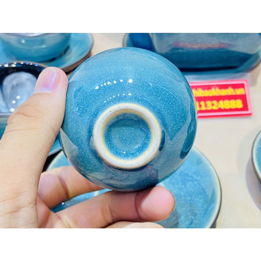 Bộ ấm chén Pha Trà đẹp men Hỏa Biến cao cấp chính hãng Bát Tràng 350ml