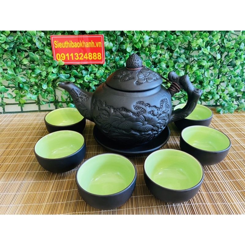 Bộ ấm chén tử sa lòng xanh-Ấm chén Bảo Khánh