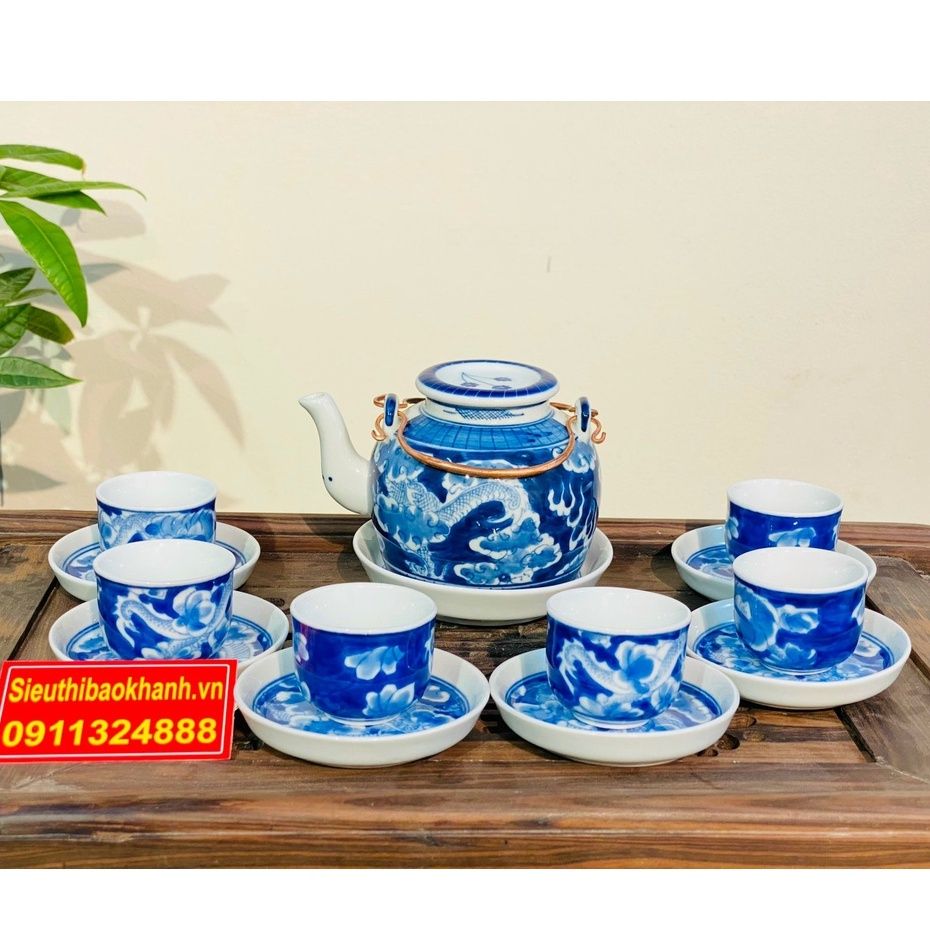 Bộ ấm trà,ấm chén Bát Tràng đẹp,chính hãng 350ml