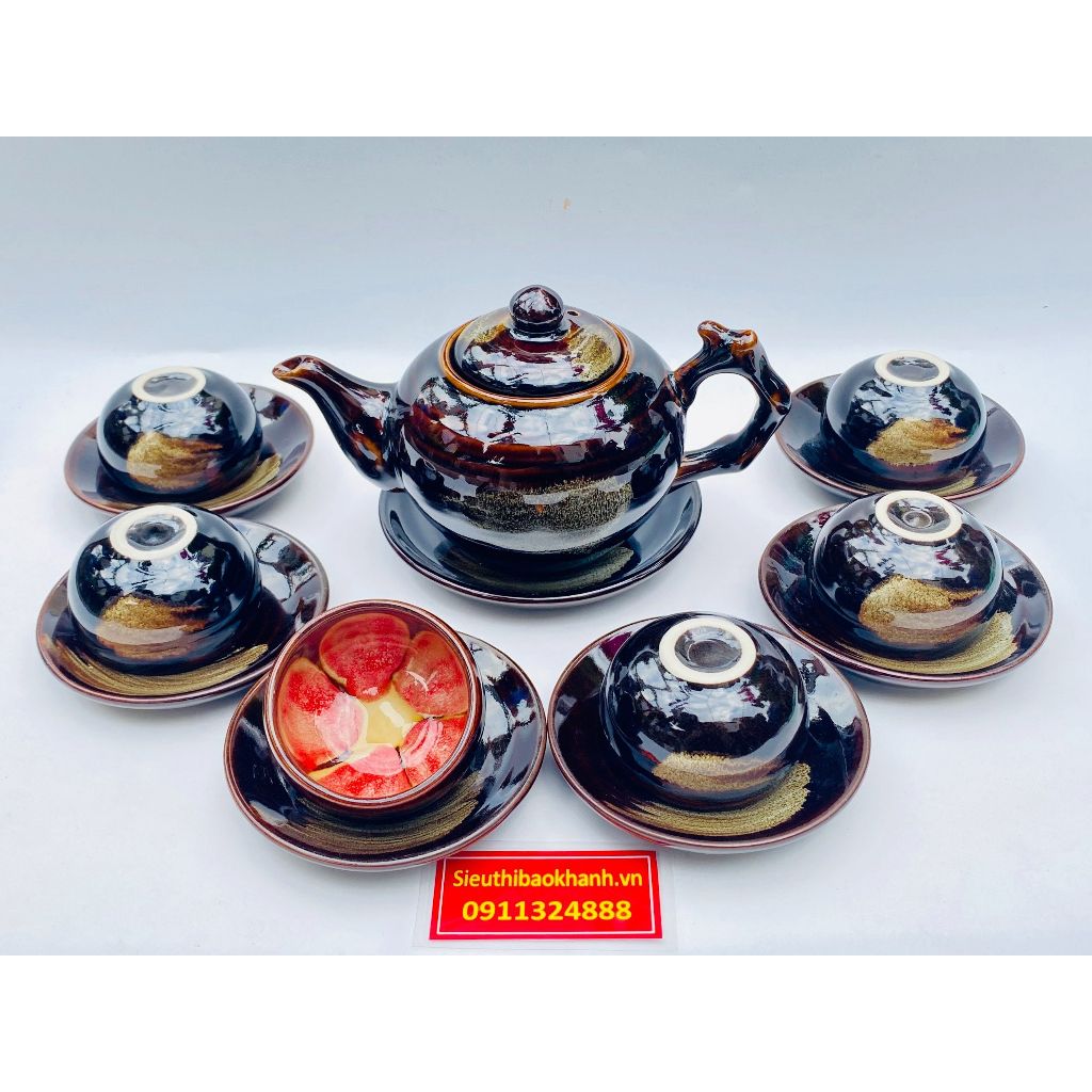 Bộ Ấm Chén Men Hoả Biến Cao Cấp