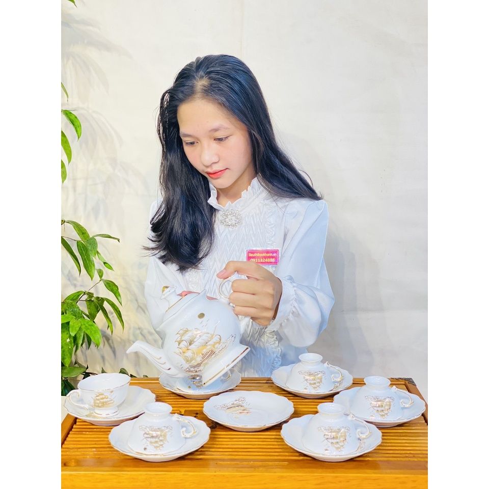 Bộ ấm chén thuận buồm xuôi gió vẽ vàng